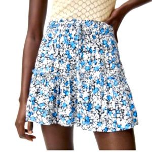 ♥️♥️ Zara Skort Pull On Ruffle Drawstring Floral Blue White Black♥️♥️ size M